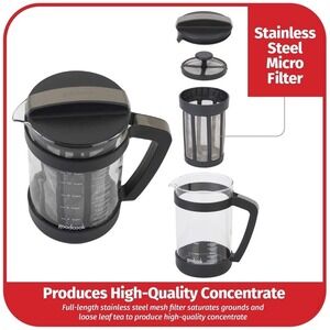Goodcook Koffe 1.5L Glass Cold Brew‎ Coffee Maker with BPA-Free Plastic Frame